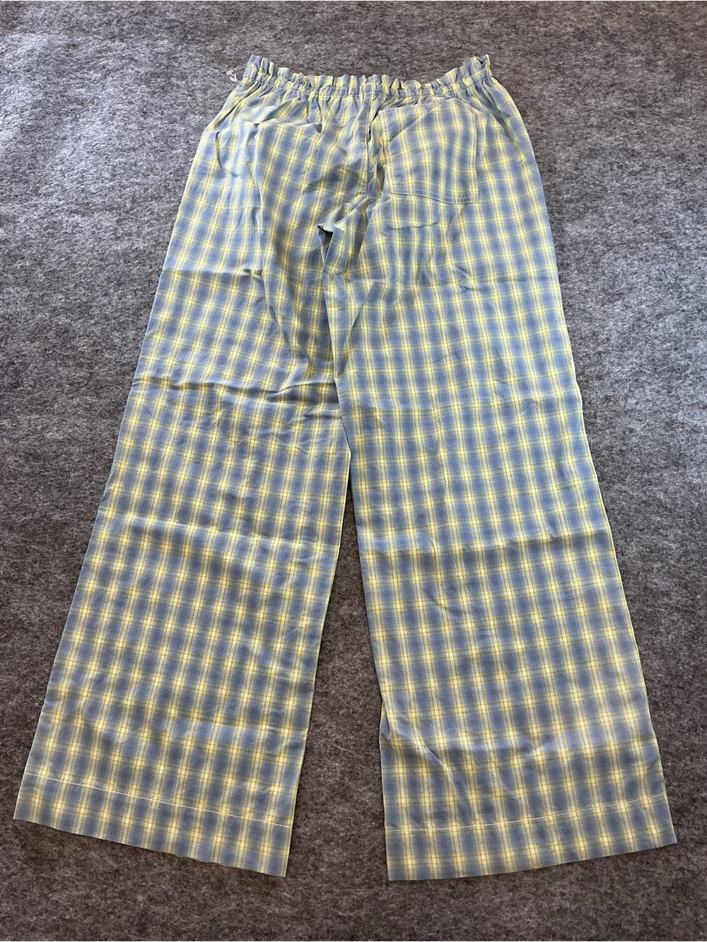 Kimchi Blue Wide-Leg Plaid Lounge Pants in Blue and Yellow Size S - Picture 4 of 4